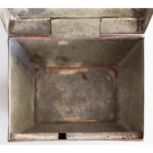 19th Century French Empire Chinoiserie Red Tole Tea Caddy Sarcophagus Box For Sale - Image 10 of 12