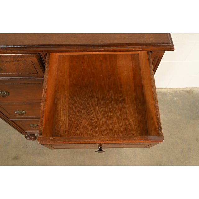 Berkey & Gay Style Antique French Regency Louis XVI Walnut Highboy Dresser, Circa 1930s For Sale - Image 9 of 14