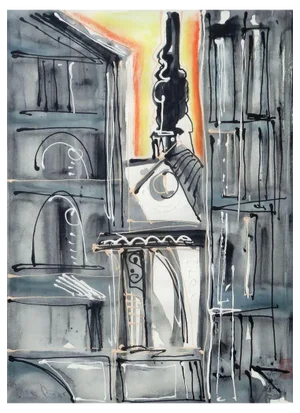 Maris Abilevs, Town in Winter, 2010, Watercolor on Paper
