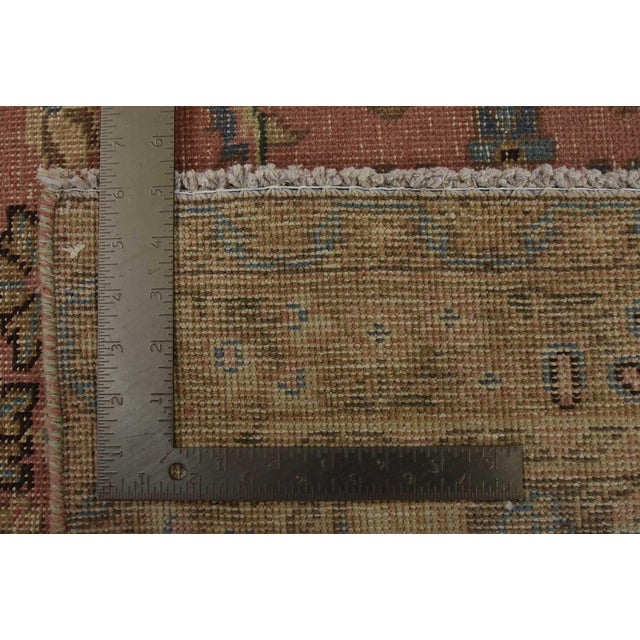 Tabriz Rug 9’6” X 12’3” Pink Wool Vintage Distressed Hand-Knotted Carpet For Sale - Image 15 of 15