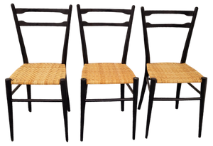 Cane Chairs in the style of Gio Ponti, Set of 3