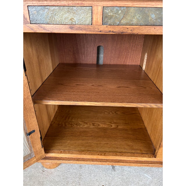 Brown Broyhill Attic Heirlooms Distressed Oak Media Cabinet - Tv Cabinet For Sale - Image 8 of 12