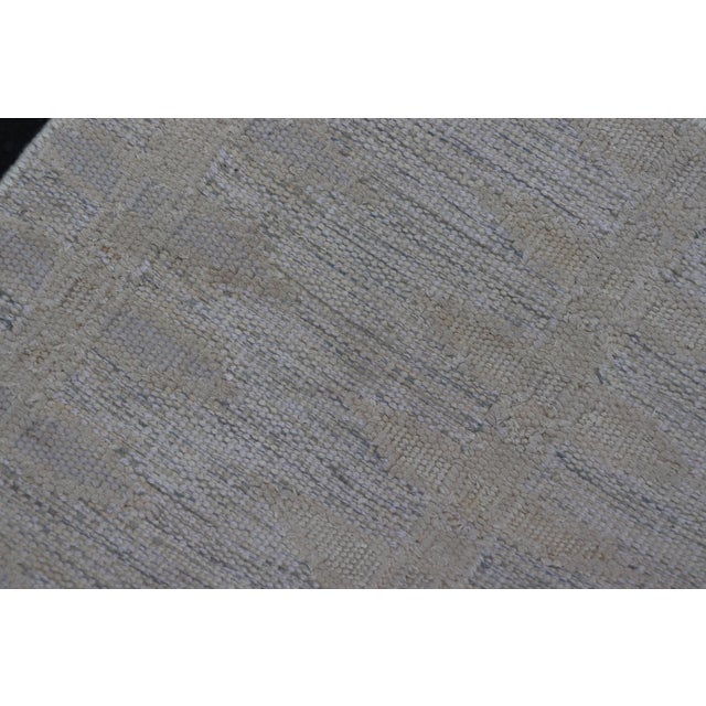 Modern Scandinavian Flat Weave Rug With Subtle Geometric Patterns in Soft Ivory and Muted Gray 3'0 X 5'5 For Sale - Image 9 of 9