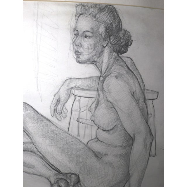 Vintage Original Fleet 1937 Pencil Figural Figure Nude Lady Woman Drawing Sketch For Sale - Image 4 of 10