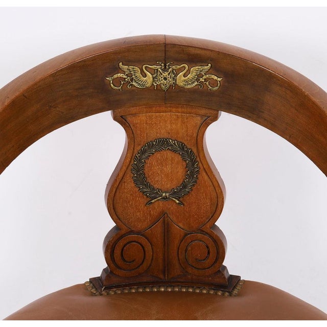 Antique French Empire Revival Mahogany and Ormolu Mounted Armchair, 19th Century For Sale - Image 5 of 13