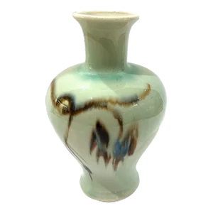 Mid-Century Modern Vontury Hand-Decorated Porcelain Studio Vase