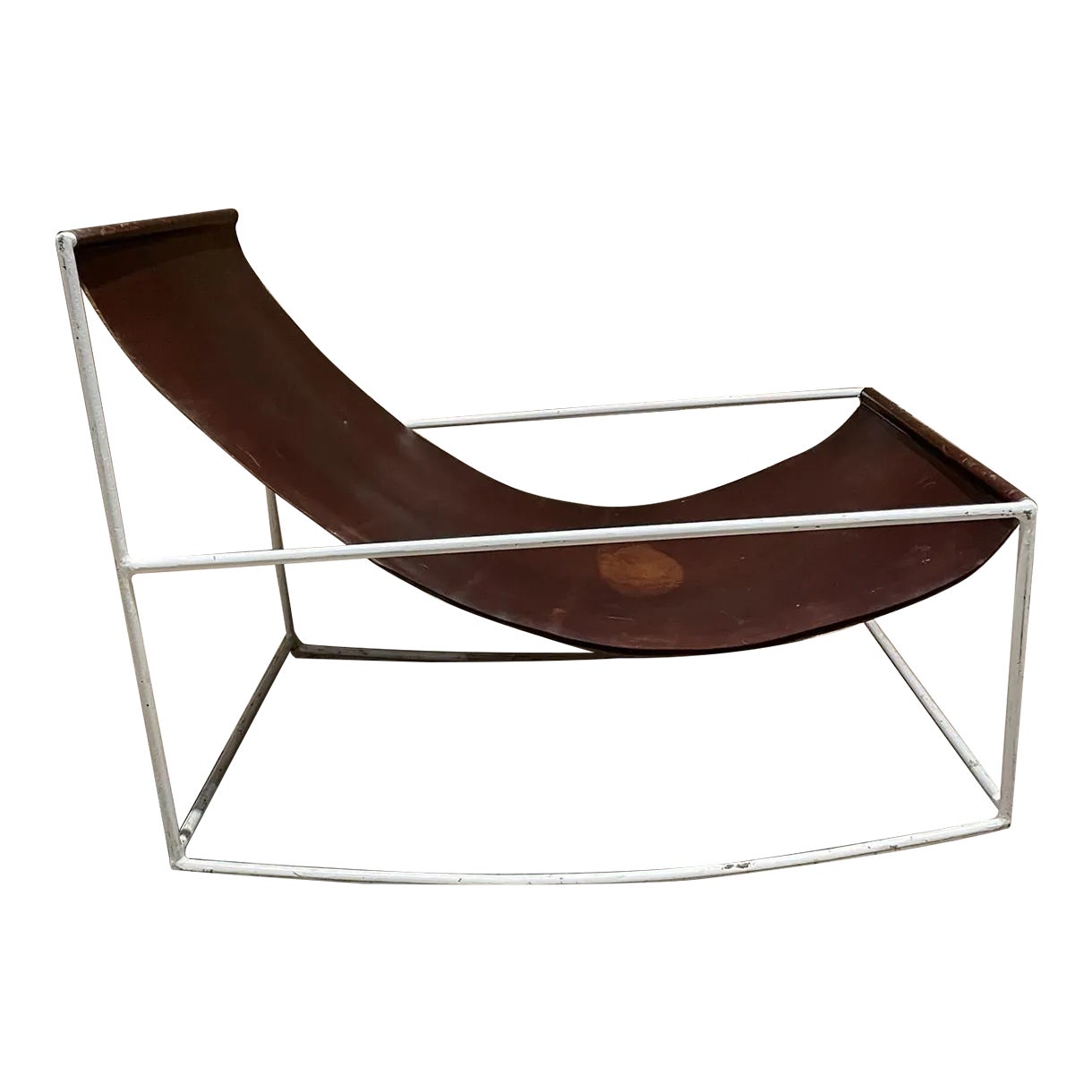 Modern Leather Sling Rocking Chair Iron Frame After Muller Van Severen Chairish