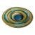 Vintage Handcrafted Art Glass Charger Bowl in Blue, Teal & Amber Swirl Glaze For Sale