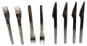 Scandinavian Modern Danish Steel Flatware Set by Erik Magnussen for Stelton, 1990s, Set of 8