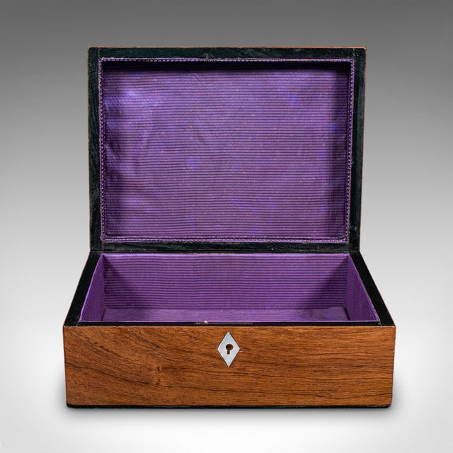 Antique Sorrentoware Keepsake Box, Italian Walnut Dressing Table Case, Victorian For Sale - Image 4 of 12