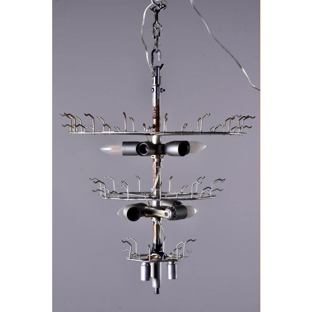 Mid Century Italian Three Tier Tronchi Glass Chandelier For Sale - Image 4 of 12