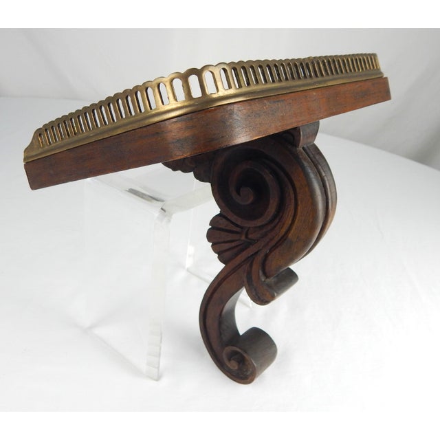 Wood Early 20th Century Mahogany and Brass Scroll Bracket For Sale - Image 7 of 12