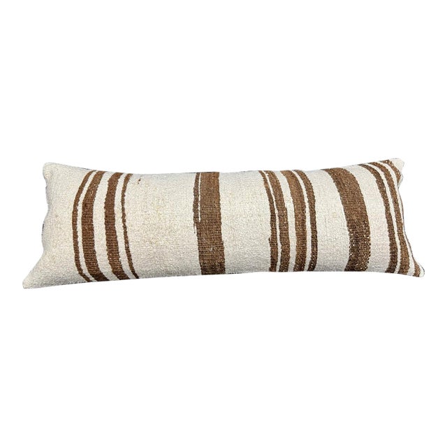 Turkish Hemp Pillow Cushion Natural Beige Brown Cushion Cover 14x40 For Sale