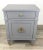 Original Retail $1293, elegant Worlds Away Modern Gray Lily Side Table, one drawer, Brass finished detail accents, column...