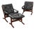 Vintage Siesta Chairs and Ottoman in Brown Leather and Plywood by Ingmar Relling for Westnofa, 1960s, Set of 3 For Sale
