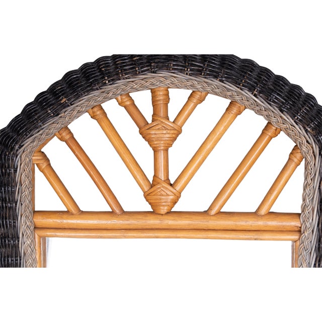 Vintage Italian Wall Mirror in Rattan and Wicker, 1970s For Sale - Image 6 of 7