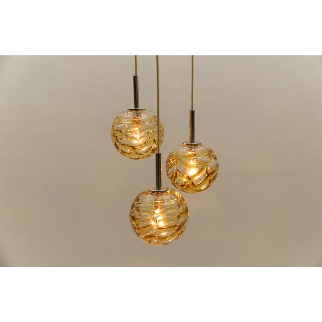 Metal Yellow Murano Glass Ball Pendant Cascading Lamp from Doria Leuchten, Germany, 1960s For Sale - Image 7 of 9
