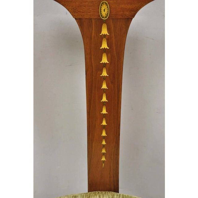 Edwardian Mahogany Sweetheart Back Bellflower Painted Dining Chairs - Set of 4 For Sale - Image 12 of 12