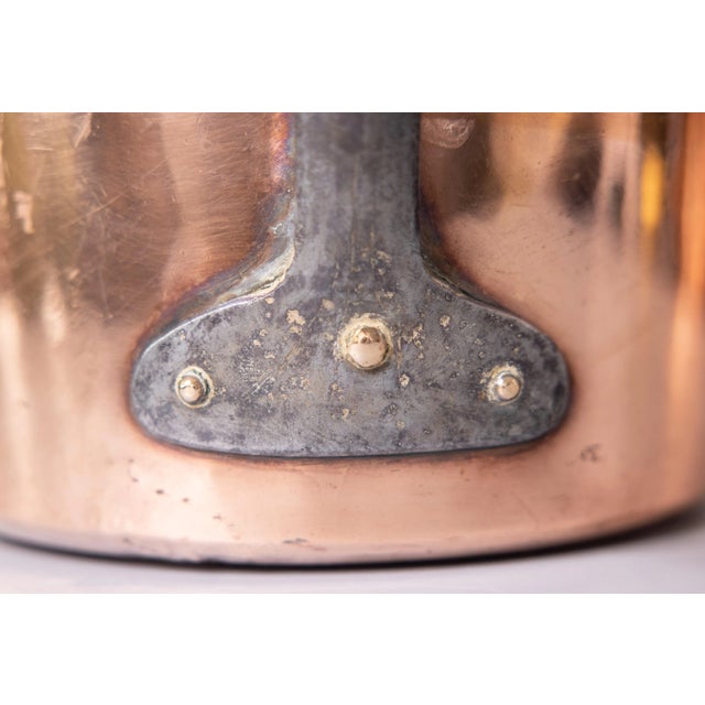 Metal Large Antique French Copper Saucepan Pot For Sale - Image 7 of 10