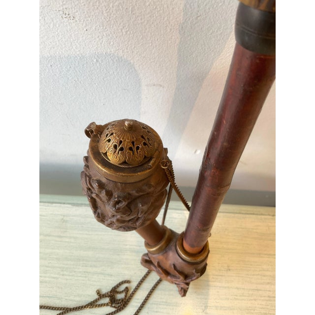 1930s German Black Forest Hand carved wood pipe with antler top