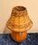 Vintage Table Lamp with Yew Wood Base and Wicker Shade, 1980s For Sale - Image 4 of 7