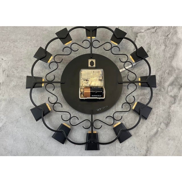 Mid-Century Modern Junghans Electronic "Ato-Mat" Wrought Iron Wall Clock For Sale - Image 4 of 5