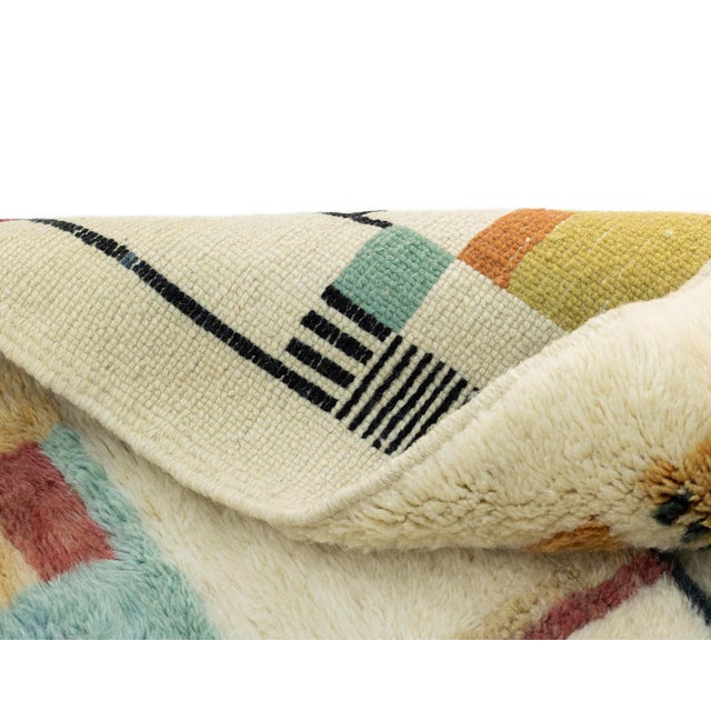 White Hand-Knotted Wool Rug by Azele Studio For Sale - Image 8 of 9