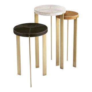 Regina Andrew Andres Hair on Hide Mixer Table Set, Brass For Sale