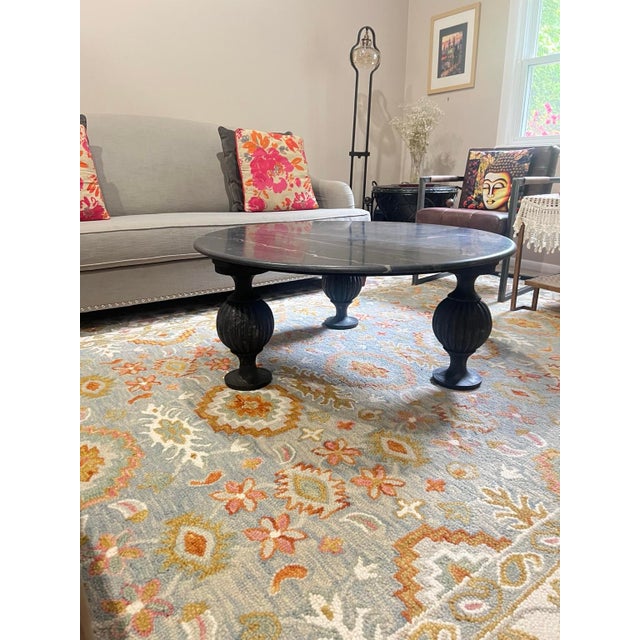 Contemporary Anthropologie Caria Marble Coffee Table, Sculptural Coffee Table, Organic Modern Marble Table, Designer Round Coffee Table For Sale - Image 3 of 3