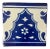 Hand Painted Blue + Ivory Border Terra Cotta Tile For Sale