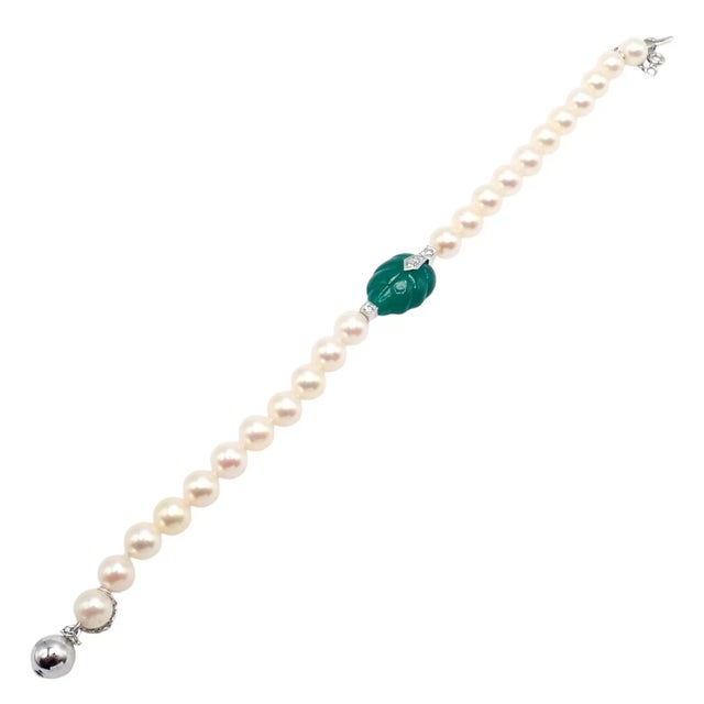 Mid 20th Century Cartier White Gold Pearl Diamond Chalcedony Patiala Bracelet For Sale In Philadelphia - Image 6 of 9