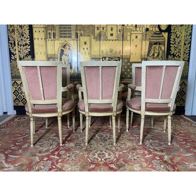 Louis Xvi Trapeze Armchairs by Rinck, Set of 6 For Sale - Image 3 of 11