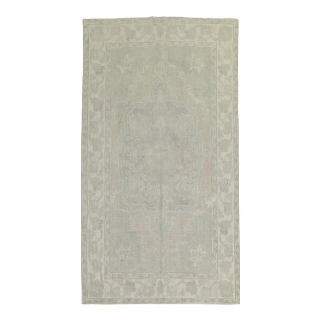 Pale Vintage Turkish Oushak, 4'10'' X 8' For Sale