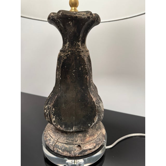 French Black Antique Fragment Lamp For Sale - Image 3 of 9