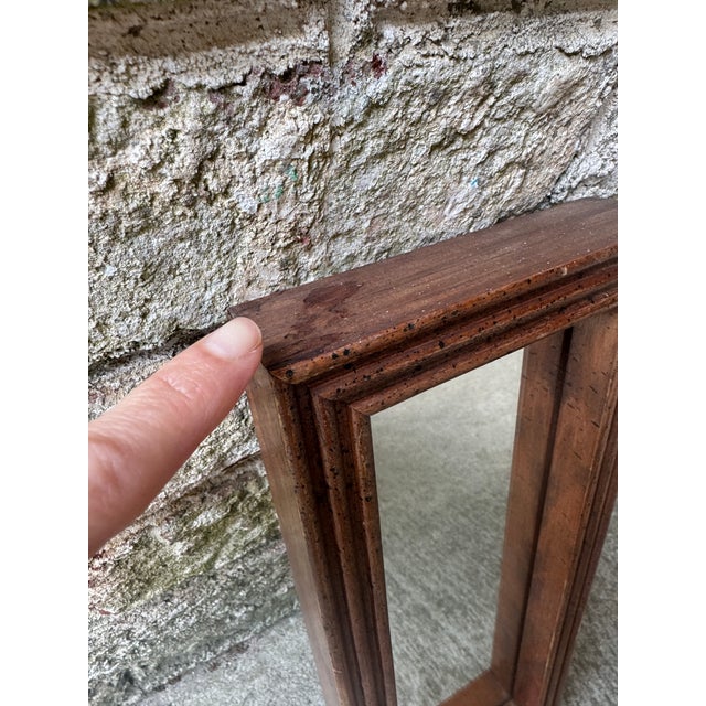 Wood Small Vintage Wooden Wall Mirror For Sale - Image 7 of 12
