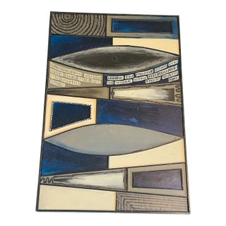 1970s Dark Modern Abstract Painting on Canvas Fram D For Sale