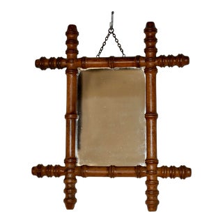 19th Century Small Faux Bamboo Wall Mirror For Sale