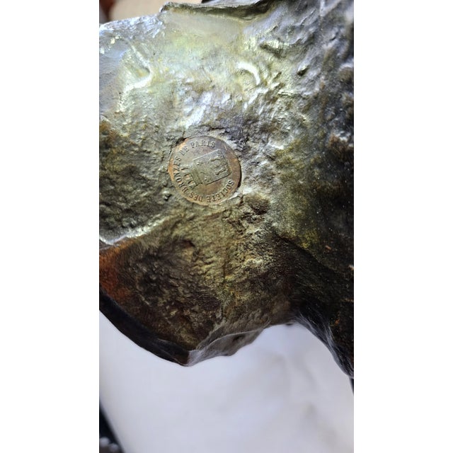 Gold Antique French Bronze Rooster Signed For Sale - Image 8 of 12