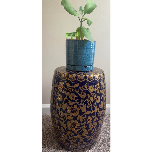 Elegant Blue & Gold Chinese Style Porcelain Garden Stool – 18” Add timeless elegance to your home with this stunning blue...