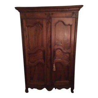 Flamed Mahogany French Normandy Armoire For Sale