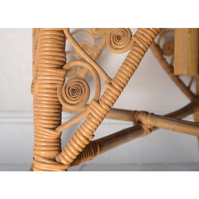 Vintage 1970s Boho Bamboo & Rattan Heart Back Chair For Sale - Image 17 of 17