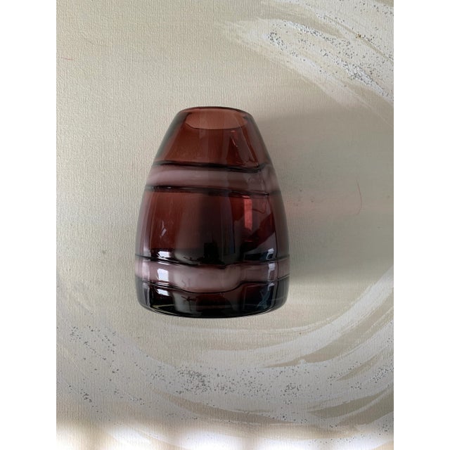 Contemporary Modern Layered Mouth Blown Amethyst Glass Vase For Sale - Image 3 of 5