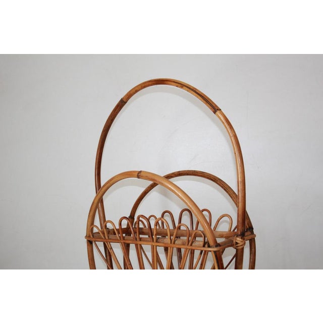 Wicker and Bamboo Porta Magazine Rack, 1960s For Sale - Image 13 of 16
