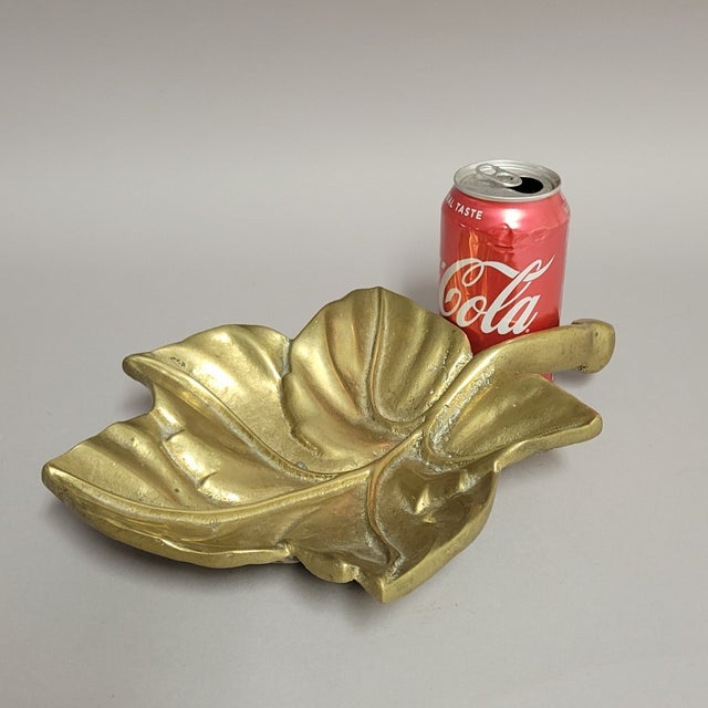 Mid-Century Modern Vintage Solid Brass Leaf Catchall Tray by Kessler Ind For Sale - Image 3 of 7