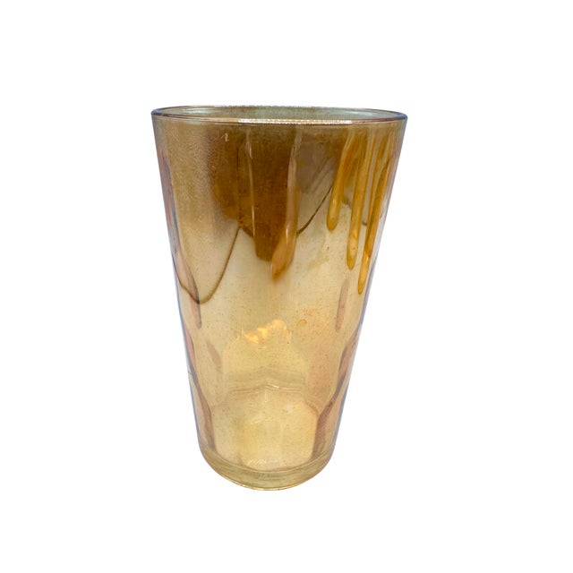 Glass 1930s Jeannette Marigold Peach Luster Honeycomb Tumblers - Set of 4 For Sale - Image 7 of 12
