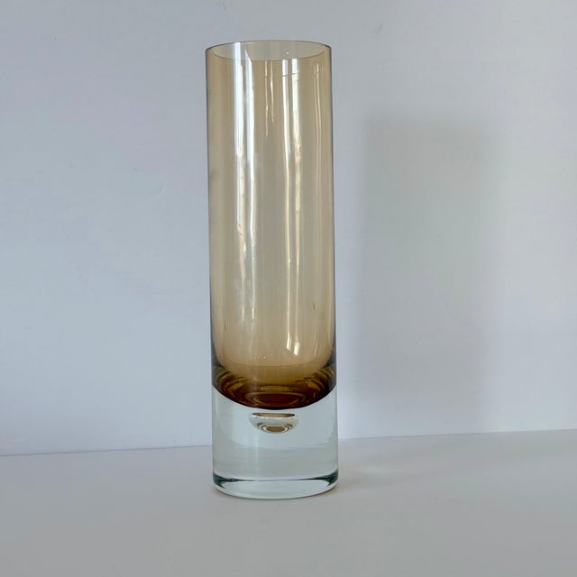MCM Swedish Amber Glass Vase, Controlled Suspended Bubble, Borgstrom, Glasbruk, Pukeberg, Lsa Int; Krosno, Hand Blown Art Glass For Sale In Phoenix - Image 6 of 10
