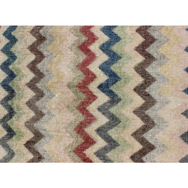 Textile Mid 20th Century Mid-Century Modern Rug in Navy, Red, Green, Brown & Ivory For Sale - Image 7 of 12