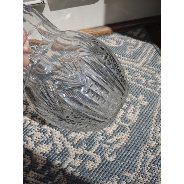 Antique Large Heavy Cut Glass Water Pitcher For Sale - Image 10 of 12