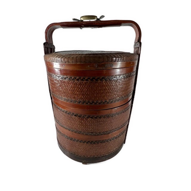 Vintage Three Tiered Bamboo Wedding Basket For Sale - Image 11 of 11