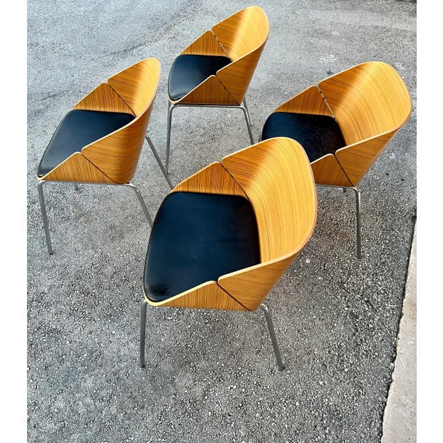 Mid-Century Modern Set of Four Early 21st Century Babà Lounge/ Dining Chairs by Plank Furniture Italy. For Sale - Image 3 of 12